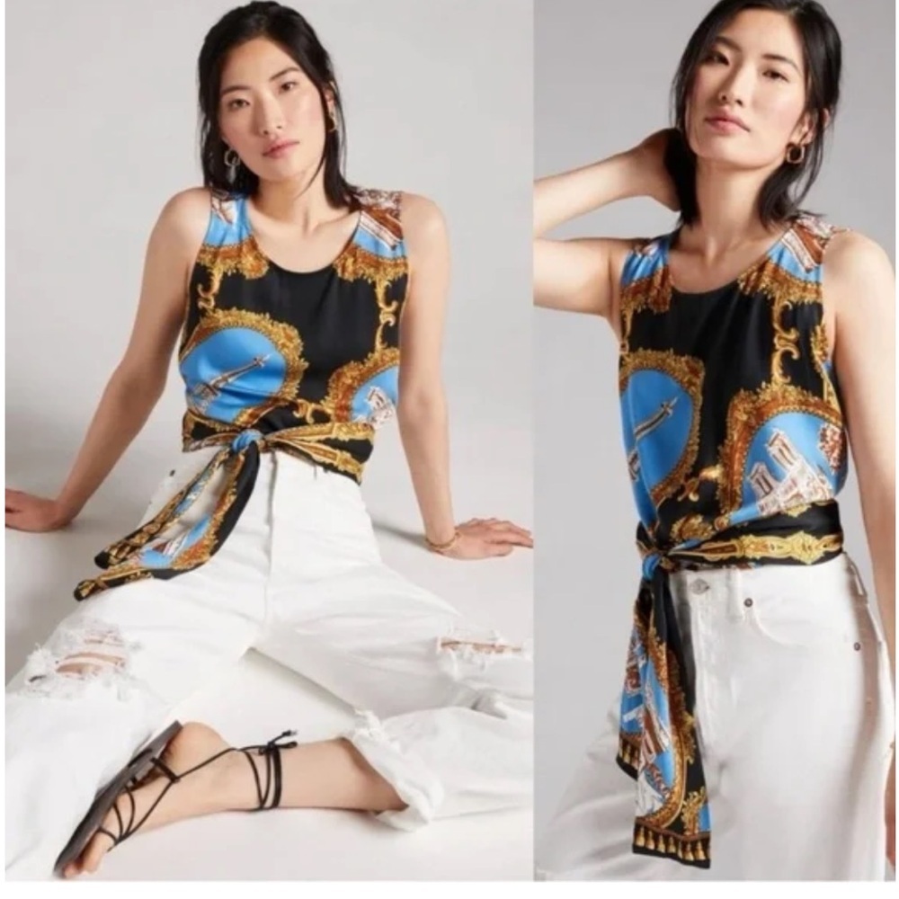 Anthropologie Tiny‎ Wrap Tie Top Eiffel Tower Size XS